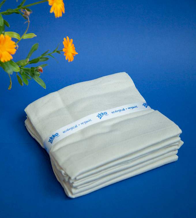 XKKO Mullwindeln Biobaumwolle «Bird Eye» Natural – 5er Set