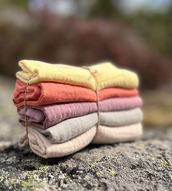 Mousselin Waschlappen aus gerettetem Stoff - 5er Pack