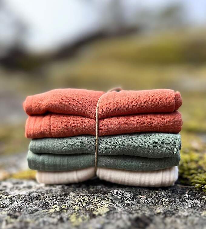 Mousselin Waschlappen aus gerettetem Stoff - 5er Pack