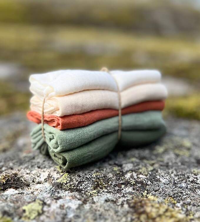 Mousselin Waschlappen aus gerettetem Stoff - 5er Pack