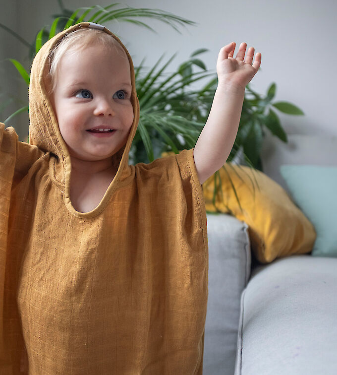 Kinderbadeponcho aus Bambusmusselin