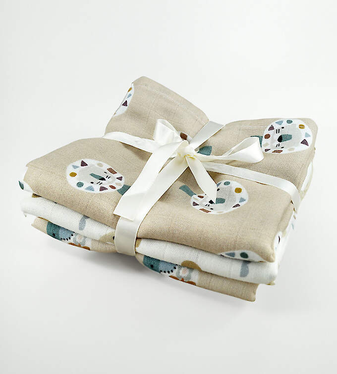 Blümchen Nuschi bedruckt Bambus - 3er Set