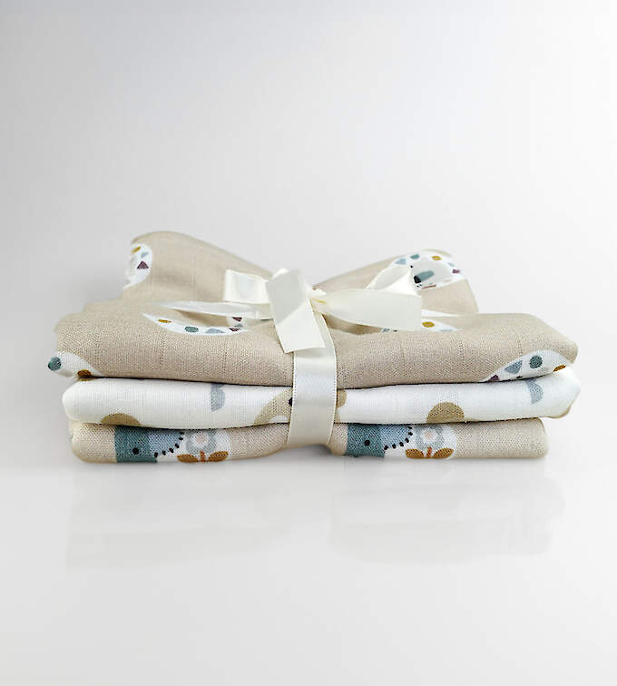 Blümchen Nuschi bedruckt Bambus - 3er Set