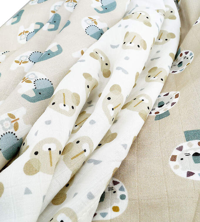 Blümchen Nuschi bedruckt Bambus - 3er Set